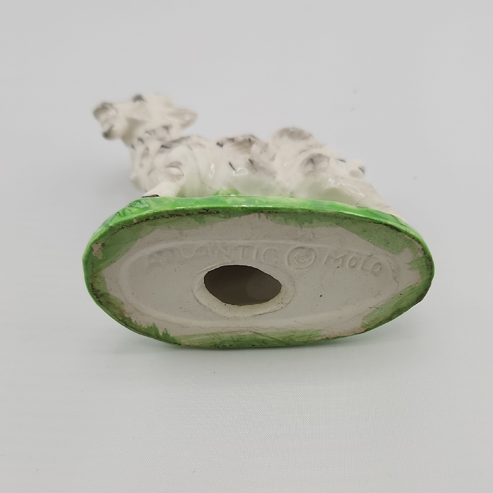 Handcrafted Ceramic Goat Figurine - White and Green - Picture 4 of 5